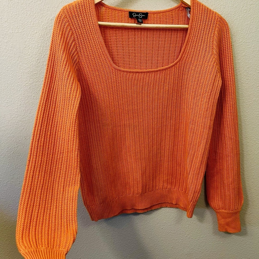 Jessica Simpson Knit Summer‎ Sweater Orange Dopamine Y2K Preppy Light Size S